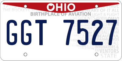 OH license plate GGT7527