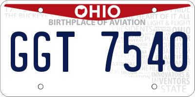 OH license plate GGT7540