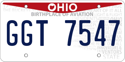 OH license plate GGT7547