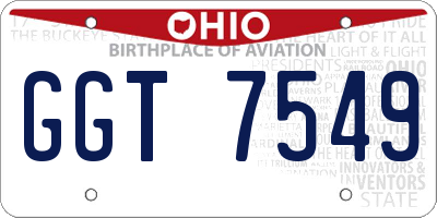 OH license plate GGT7549