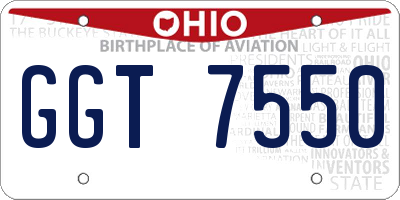 OH license plate GGT7550