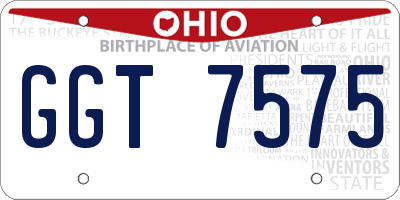 OH license plate GGT7575