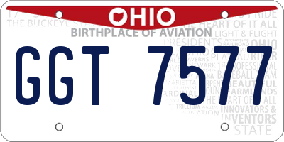 OH license plate GGT7577
