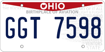OH license plate GGT7598