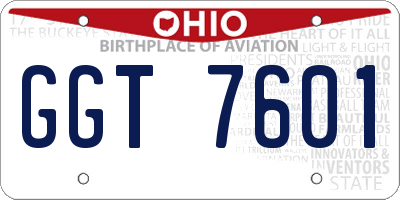 OH license plate GGT7601