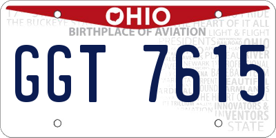 OH license plate GGT7615