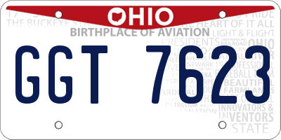 OH license plate GGT7623