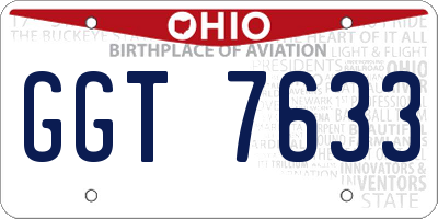 OH license plate GGT7633