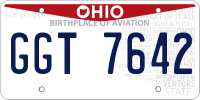 OH license plate GGT7642
