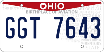 OH license plate GGT7643