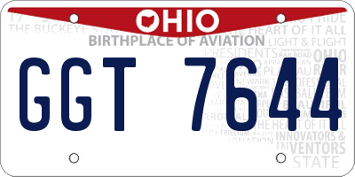 OH license plate GGT7644