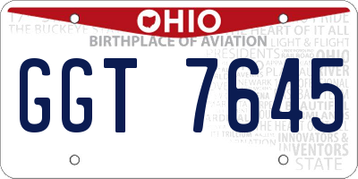 OH license plate GGT7645