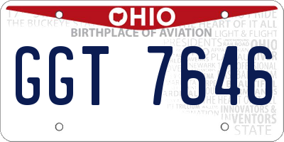 OH license plate GGT7646