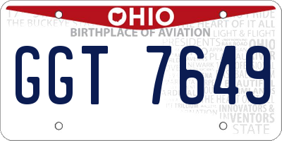 OH license plate GGT7649