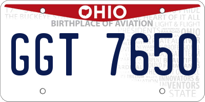 OH license plate GGT7650