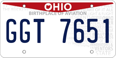 OH license plate GGT7651