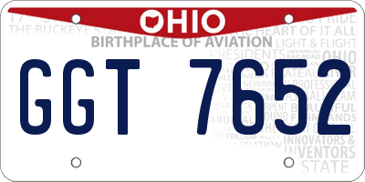 OH license plate GGT7652