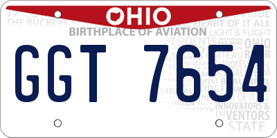OH license plate GGT7654