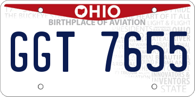 OH license plate GGT7655