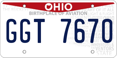 OH license plate GGT7670
