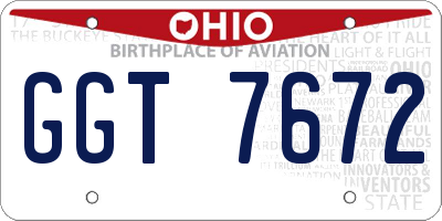 OH license plate GGT7672