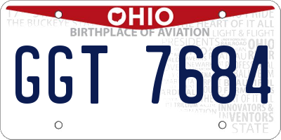 OH license plate GGT7684
