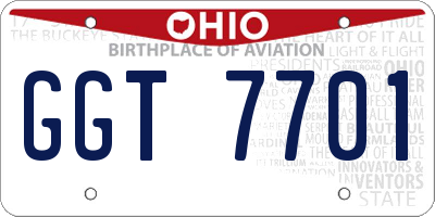 OH license plate GGT7701