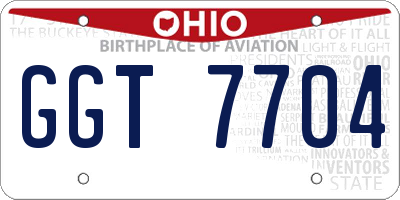 OH license plate GGT7704