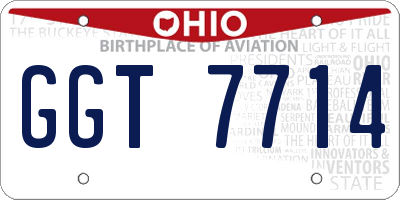 OH license plate GGT7714