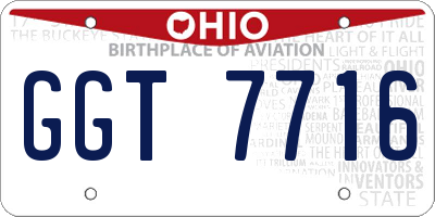 OH license plate GGT7716
