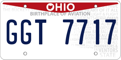 OH license plate GGT7717