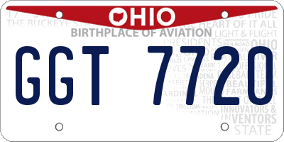 OH license plate GGT7720