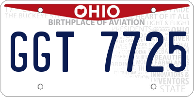 OH license plate GGT7725