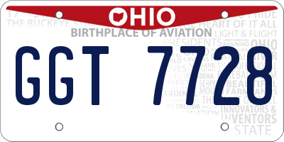 OH license plate GGT7728