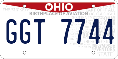 OH license plate GGT7744