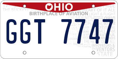 OH license plate GGT7747