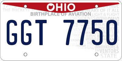 OH license plate GGT7750