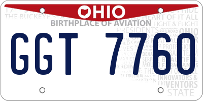 OH license plate GGT7760