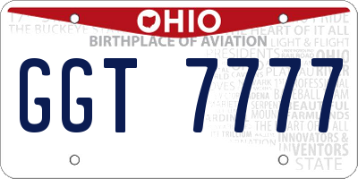 OH license plate GGT7777
