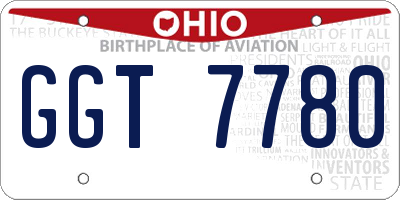 OH license plate GGT7780