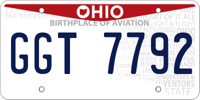 OH license plate GGT7792