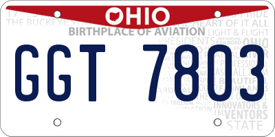 OH license plate GGT7803