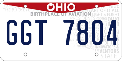 OH license plate GGT7804