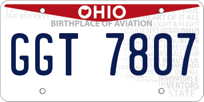 OH license plate GGT7807