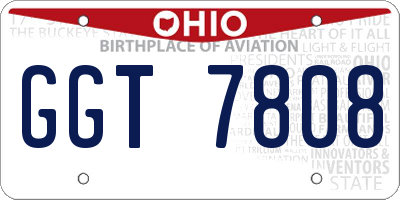OH license plate GGT7808