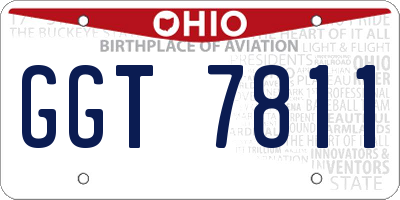 OH license plate GGT7811