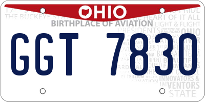 OH license plate GGT7830