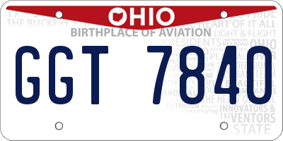 OH license plate GGT7840