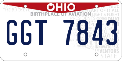 OH license plate GGT7843