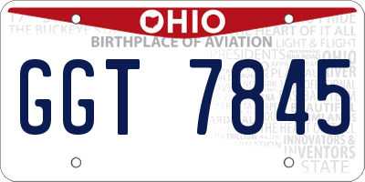 OH license plate GGT7845